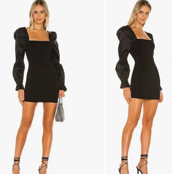 MAJORELLE Dove Long Sleeve Mini Dress in Black - Picture 3 of 15
